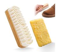 EQLEF Suede Brush With Rubber Eraser for Cleaning Shoes, Nubuck and Leather - Hard-Wearing Crepe Boot Brush, White, 4.92 * 1.69in/12.5 * 4.cm (Wood)