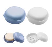 EQLEF Travel Soap Box 2 pcs,Portable Square Travel Soap Dish with Lid Leak proof Soap Travel Case Soap Storage Case for Travel Hiking Bathroom Gym