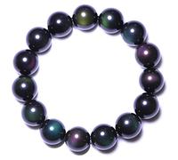 EQQHJL Black Obsidian Wealth Bracelet， Black Couple Bracelet Natural Rainbow Eye Obsidian Bead Crystal Ward-Off Evil Spirits for Women Men(8mm)