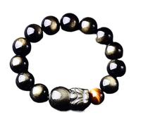 EQQHJL Black Obsidian Wealth Bracelet， Pi Yao Bracelet Gold Yellow Tiger Eye Good Luck for Men Wealth Bracelets Ward Off Evil Talisman for Prosperity Money Metaphysical Jewelry(Obsidian,12mm)