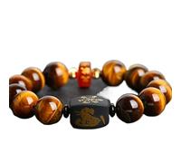 EQQHJL Black Obsidian Wealth Bracelet， Red Agate Bracelet 10mm Crystal Beaded for Women Men Reiki Healing Chakra Meditation,Obsidian(Yellow Tiger Eye)