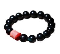EQQHJL Black Obsidian Wealth Bracelet， Scripture Cinnabar Rainbow Eye Quartz Bracelet Bead Chain Wealth Amulet Charm Chakra Gems(Black)