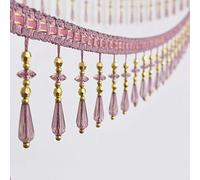 EQQHJL Fringe Trim,Braided Hanging Beads, 12 Yards Crystal Beaded Fringe Curtain Tassel Lace Trimming Braid Hanging Beads Trim for Sewing Tablecloth(Purple)