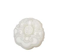 EQQHJL Jade Carving Pendant,Jadeite Jade Pendant, Natural Hotan White Jade Ruyi Double-Faced Pixiu Pendant Safe and Rich Lucky Men and Women Fashion