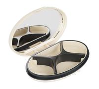 EQUADOSE Oval Compact Pill Case, Portable Organizer with Mirror, Travel Medication Holder with Removable Divider, Small Storage Case for Pills, Vitamins, Earbuds, Jewelry & Daily Essentials, Cream
