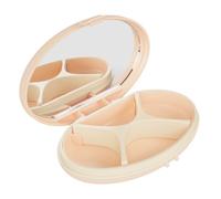 EQUADOSE Oval Compact Pill Case, Portable Organizer with Mirror, Travel Medication Holder with Removable Divider, Small Storage Case for Pills, Vitamins, Earbuds, Jewelry & Daily Essentials, Peach