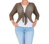 Equal Earth Bali Shrug Lightweight Mesh Crochet Cardigan Bolero Cover Up (Olive)