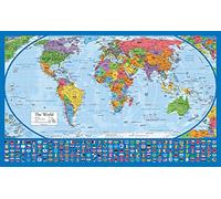 Equal Earth World Map Poster - map design shows continents at true relative size. (LAMINATED, 18” x 29”)