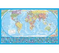 Equal Earth World Map Poster - map design shows continents at true relative size - LAMINATED, 18” x 29” [Light Blue]