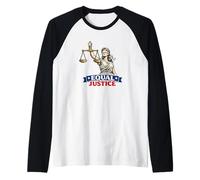 Equal Justice Lady Justice Scales Blindfolded Patriotic Raglan Baseball Tee