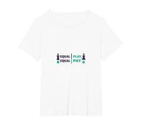 Equal Play, Equal Pay: Sports Equality Statement T-Shirt, Women's Plus, White, 3X