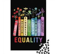 Equal Rights, Book Flower, Plant Lover, Social Justice, Equality Peace Love Kind 1000-Piece Jigsaw Puzzle for Adults, 52x38cm/1000pcs, Fresh Winter Hobby, Quiet Evening Activity And Winter Weekends