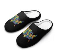 Equality for All U.S.A Map Flag Slippers Women Winter Warm Cotton Hotel Slippers Anti-Slip Indoor Slip-Ons House Shoes 11-12(42-43)