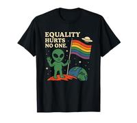 Equality Hurts No One Funny Alien LGBTQ Pride Month Rainbow T-Shirt
