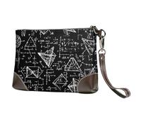 Equations Math Leather Clutch Bag for Women, Education Wristlet Purse with Detachable Strap Evening Handbag, Ladies Long Wallet for Wedding Party Travel Business