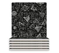 Equations Math Square Ceramic Coasters Set of 6 with Cork Backing Education Heat Resistant Drink Coaster Heat Resistant Kitchen Bar Pads for Mugs Glasses
