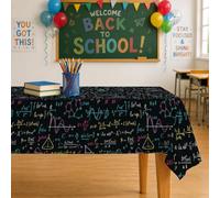 Equations Rectangle Table Cloth, Educational Modern Graphs Formulas Back to Campus Black Fabric Washable Reusable Table Linens Decor for Dining Kitchen Party Camping 35x55 Inch