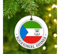 Equatorial Guinea Christmas Ornaments World State Map Flag Round Christmas Tree Ornament Ceramic Circle Round National Country Flags Sailing Christmas Bauble for Festive Holidays Home Decor