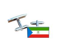Equatorial Guinea Flag Cufflinks - Equatoguinean National Emblem Gift for Men | Green, White, Red & Blue Flag with Coat of Arms Design | Groomsmen Wedding Gift | Gift Box Included | Heritage Keepsake