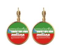 Equatorial Guinea Flag Name Gold Clip On Drop Earrings Non Piercing Dangle Jewelry