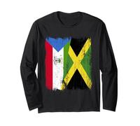 Equatorial Guinea Jamaica Half Flag Guinean Jamaican Long Sleeve T-Shirt