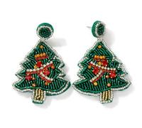 EQUBIO Christmas Earrings for Women, Handmade Beaded Jewelry, Lightweight Sparkly Sequin, Christmas Tree Reindeer Bell Candy Cane,Christmas Holiday Jewelry Gift for women, M, Stainless Steel, No