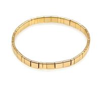 EQUBIO Gold Tone Hematite Tile Stretch Bracelet, Square Beads Stackable Jewelry for Women and Men