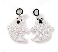 EQUBIO Handmade Beaded Halloween Earrings for Women, Pumpkin, Ghost, Cat, Turkey and Word Designs, Fun Festive Accessory for Halloween, Thanksgiving and Party Holiday Gift, M, Copper Brass, No