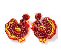 EQUBIO Handmade Beaded Halloween Earrings for Women, Pumpkin, Ghost, Cat, Turkey and Word Designs, Fun Festive Accessory for Halloween, Thanksgiving and Party Holiday Gift, M, Acrylic, No Gemstone