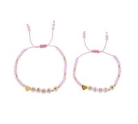 EQUBIO Mommy and Me Bracelet Set - 2PCS MAMA MINI Beaded Jewelry, Seed Bead Daisy Stretch Bracelets for Women, Handmade New Mom Shower Mother’s Day Gift, M, Acrylic, no gemstone