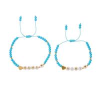 EQUBIO Mommy and Me Bracelet Set - 2PCS MAMA MINI Beaded Jewelry, Seed Bead Daisy Stretch Bracelets for Women, Handmade New Mom Shower Mother’s Day Gift, M, Acrylic, no gemstone