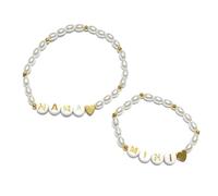 EQUBIO Mommy and Me Bracelet Set - 2PCS MAMA MINI Beaded Jewelry, Seed Bead Daisy Stretch Bracelets for Women, Handmade New Mom Shower Mother’s Day Gift, M, Acrylic, no gemstone