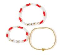EQUBIO Mommy and Me Bracelet Set - 2PCS MAMA MINI Beaded Jewelry, Seed Bead Daisy Stretch Bracelets for Women, Handmade New Mom Shower Mother’s Day Gift, M, Acrylic, no gemstone