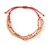 EQUBIO Red String Bracelet Set for Women, 2PCS Adjustable Cord Bracelets with Gold Beads, Stackable Lucky Protection Bracelets, Minimalist Layering Jewelry for Everyday Wear & Gift