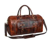 Equepets Mens Leather Duffle Bag - Large Travel Holdall with Shoulder Strap - Genuine Vintage Style Overnight Bag for Men - Cabin-Size Weekend Gym Bag