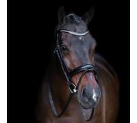 Imperial Riding IRH Bridle with English Noseband, Rhinestone Headband and Padded Headpiece, Leather, Black Crystal, Shetty