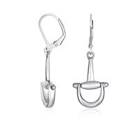 Equestrian Equine Horse Gift Cowgirl Lever back Dangle Snaffle Horse bit Earrings Western Jewelry For Women Teen Polished Finish .925 Sterling Silver