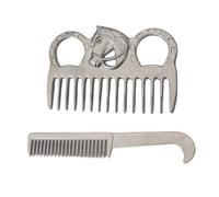 Equestrian Grooming Tools for Horse Mane Care, 2 Piece Aluminum Alloy Comb Set for Stable Workers, Riders, Barn Use and Event Travel Mane Care Comb Equestrian Combs Barn Grooming Supplies Trailer Show