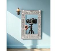 Equestrian Horse Bit Belt Wall Mirror - Premium Cast Aluminium Design, 34x29x2 cm, Nickel-Plated Equestrian Stallion Finish