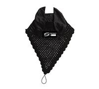 EQUESTRIAN HORSE EAR NET FLY VEIL CROCHET BONNET MASK HOOD WITH PIPING (Cob, Black)