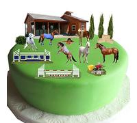 Equestrian Horse & Pony Cake Scene Made from Edible Wafer Paper - Perfect for Decorating Your Birthday Cakes- Easy to Use
