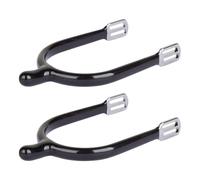 Equestrian Riding Spurs Pair for Horse Training, Zinc Alloy Spur Set with Adjustable Strap, Black Riding Accessory Equestrian Accessory Stable Lesson Barn Boot Mounted Strap Attached Black Metal User