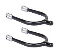 Equestrian Riding Spurs Pair for Horse Training, Zinc Alloy Spur Set with Adjustable Strap, Black Riding Accessory Equestrian Accessory Stable Lesson Barn Boot Mounted Strap Attached Black Metal User