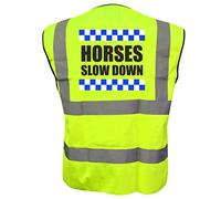 Equestrian SILLITOE HORSES SLOW DOWN Hi Viz Vis Vest Horse Riding Equine Safe Reflective Waistcoat Jacket Road Safety Visibility XXX-Large