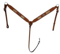EQUESTRIAN UNIVERSE Breastcollar Roughout Leather Rawhide Beaded Horse Breast Collar Leather for Horses for Trail Riding Tack Set with Modern Accent - Full Size