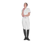 EQUESTRO women's slim-fit training polo shirt with zip and rhinestones on the collar