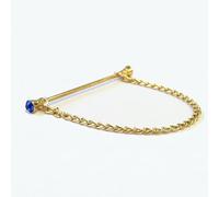 Equetech Crystal Showing Collar Pin & Chain, Gold-Tone (Gold/Blue)
