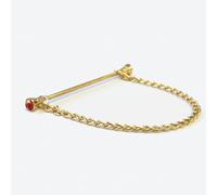 Equetech Crystal Showing Collar Pin & Chain, Gold-Tone (Gold/Red)