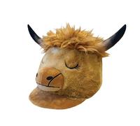 Equetech Highland Cow Plush Hat Cover, Tan and Black, Novelty Horse Riding Helmet Silk, Equestrian Accessories