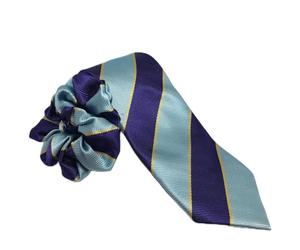 Equetech Junior PC stripe Navy/Purple/Gold Showing Riding Tie - Children’s Equestrian Show Tie